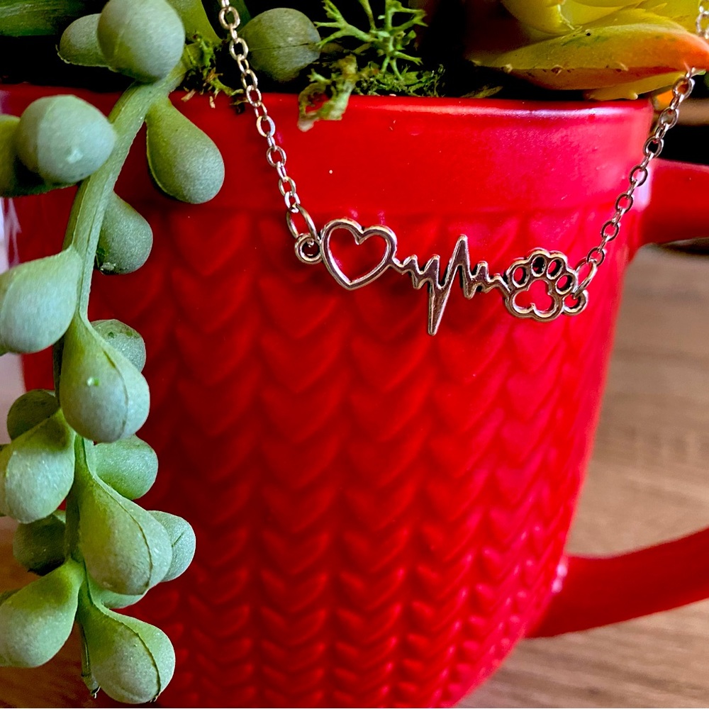 💜 2/$15 Paws and Heart Beat Necklace/ Animal Lover Necklace